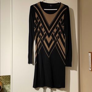 Black and gold art deco sweater dress